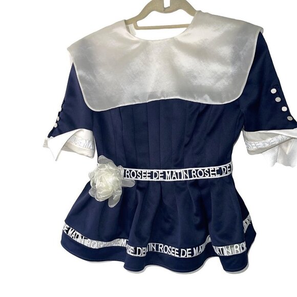 Rosee De Matin Womens Short Suit Size Small Sailor Suit Inspired Back Zip Navy - Picture 7 of 12